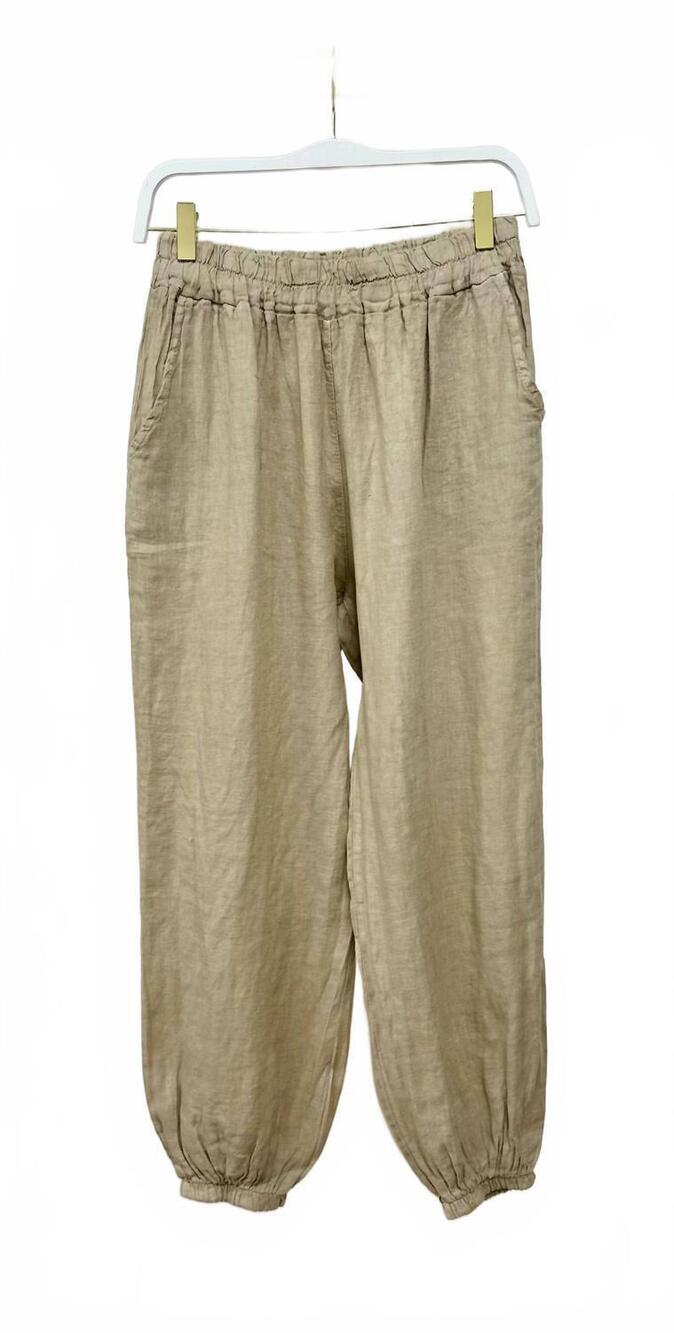 NEW MILIO MILANO women's linen pants in beige